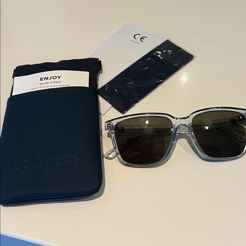 Le Specs Clear Frame Sunglasses with Dark Lenses